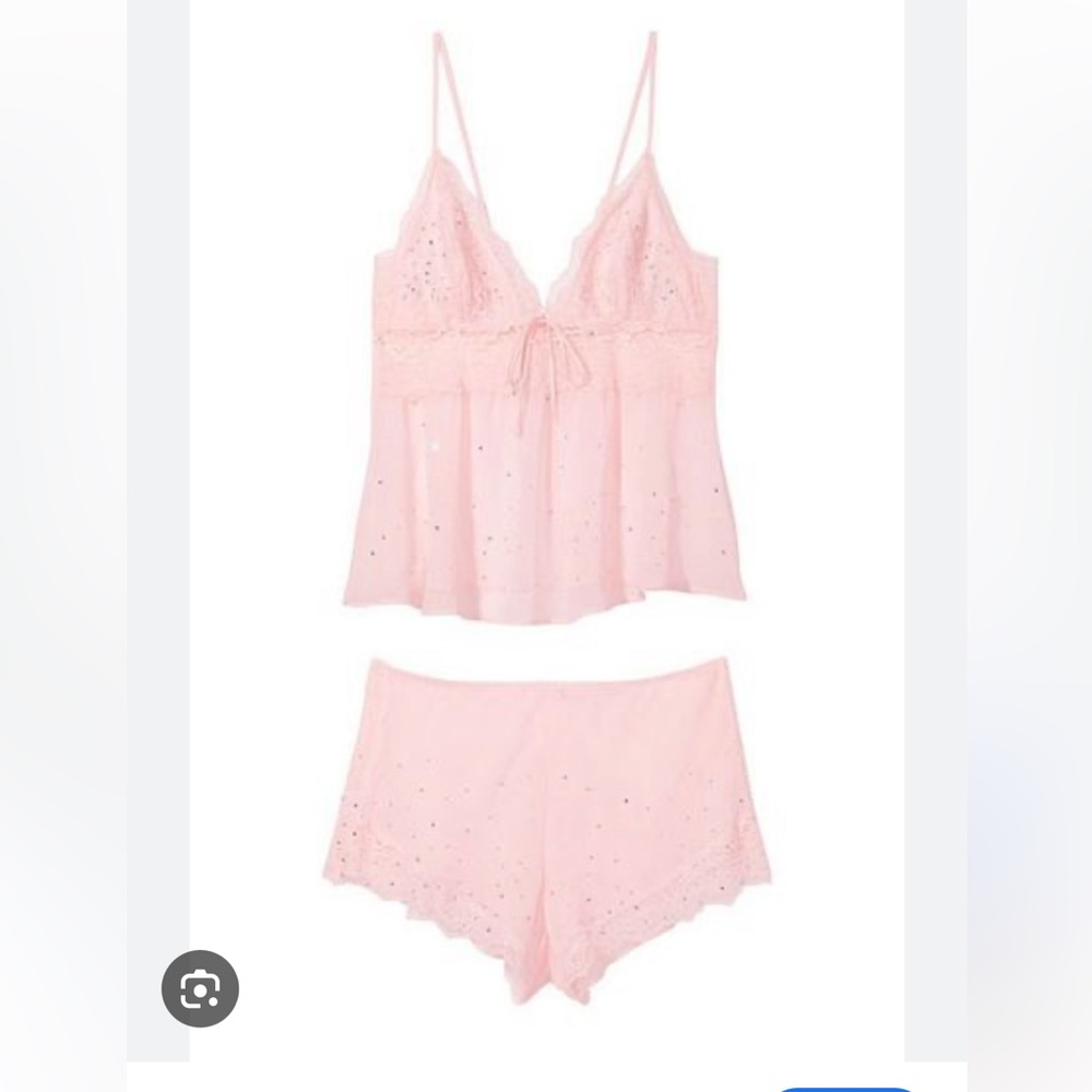 Victoria’s Secret Baby Pink Chiffon Jeweled Cami Set - Picture 10 of 12